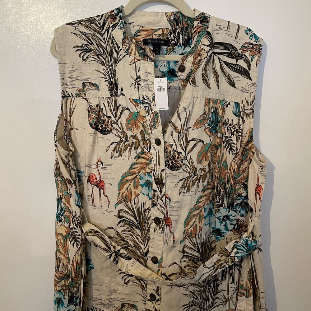 NWT Banana Republic Tropical Safari Animal Print Mini Dress with Belt - Picture 5 of 8